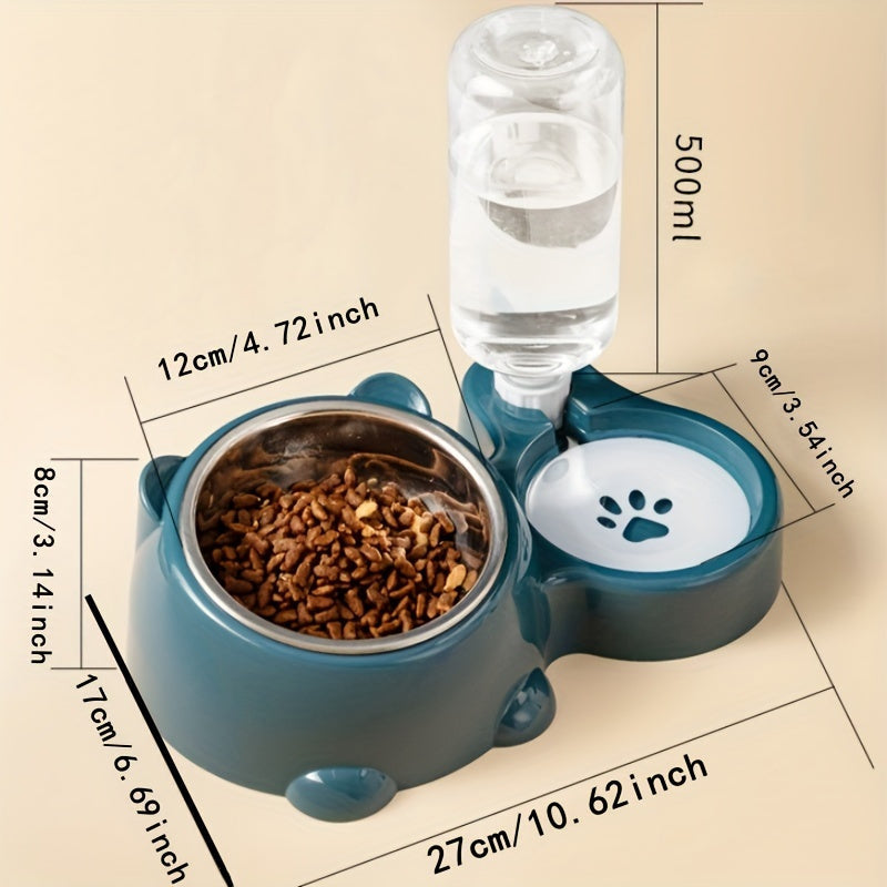 2-in-1 Pet Feeder with Automatic Water Dispenser-3