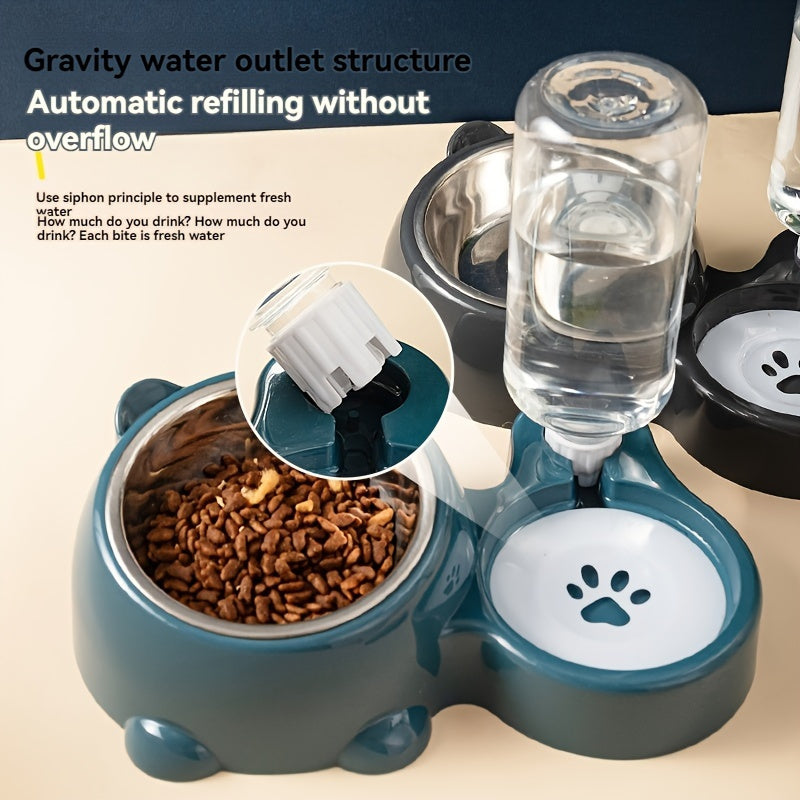 2-in-1 Pet Feeder with Automatic Water Dispenser-2