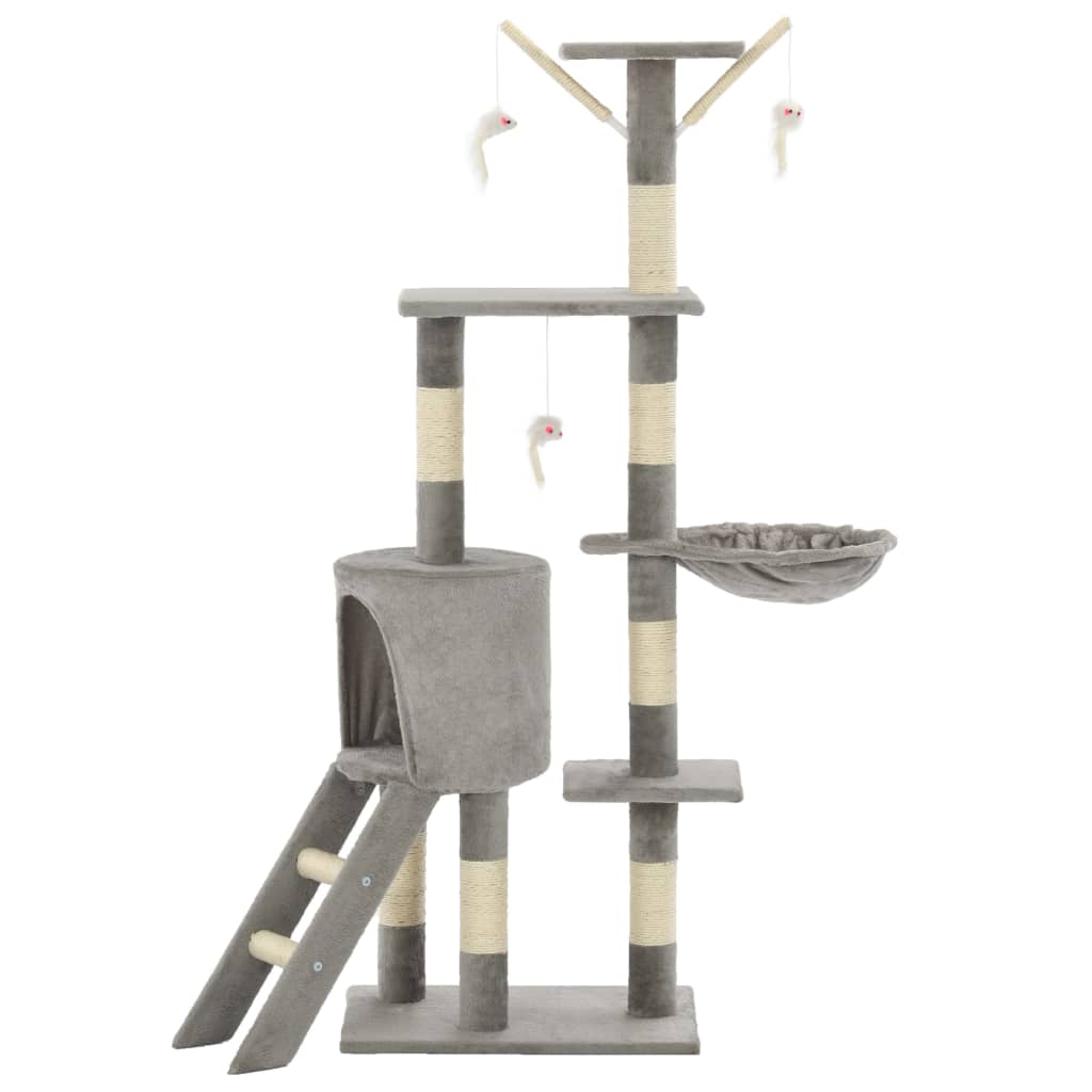 NNEVL Cat Tree with Sisal Scratching Posts 138 cm Grey-2