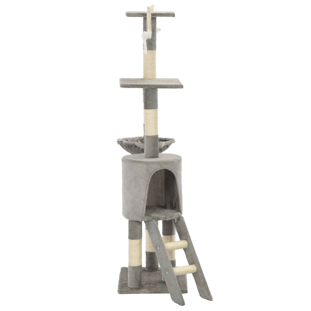 NNEVL Cat Tree with Sisal Scratching Posts 138 cm Grey-3