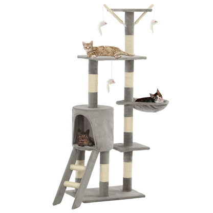 NNEVL Cat Tree with Sisal Scratching Posts 138 cm Grey-0