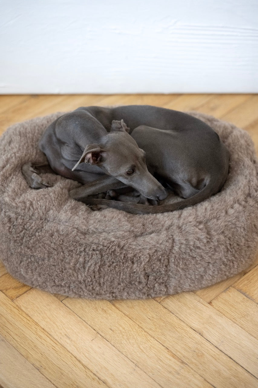 Oval Natural Wool Pet Bed - Beige-4