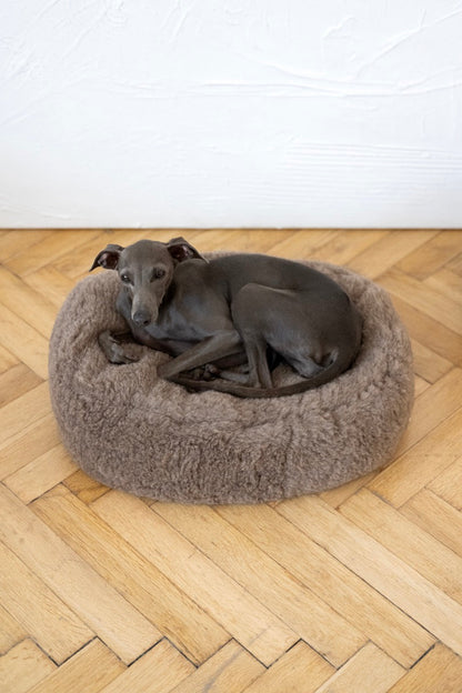 Oval Natural Wool Pet Bed - Beige-1