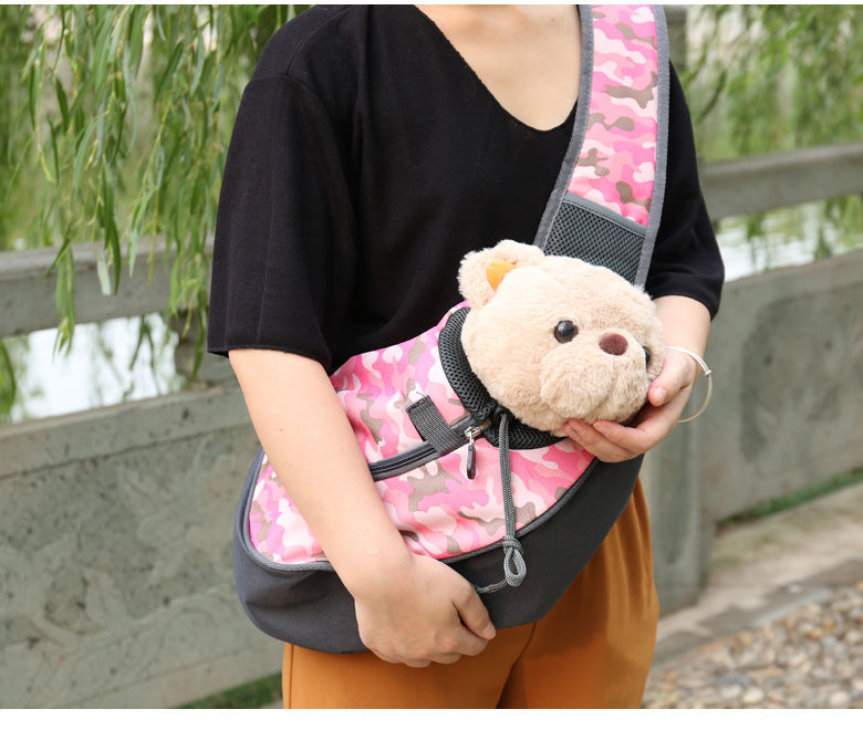 NNEDSZ Size S Pink Lightweight Single Shoulder Pet Sling Bag -  Stylish Durable Oxford Fabric Carrier-1